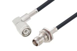 PE3C9905 - TNC Male Right Angle to TNC Female Bulkhead Low Loss Cable Using LMR-195-UF Coax