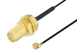 PE3CA1000 - SMA Female Bulkhead to UMCX 2.5 Plug Cable Using 0.81mm Coax, RoHS