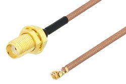 PE3CA1004 - SMA Female Bulkhead to UMCX 2.5 Plug Cable Using RG178-DS Coax, RoHS