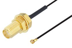 PE3CA1006 - SMA Female Bulkhead to WMCX 1.6 Plug Cable Using 0.81mm Coax, RoHS