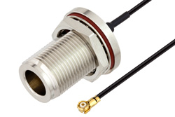  N Female Bulkhead to WMXC 1.6 Plug Cable Using 0.81mm Coax, RoHS