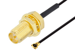 PE3CA1022 - Reverse Polarity SMA Female Bulkhead to HMCX32 1.2 Plug Cable Using 0.81mm Coax, RoHS