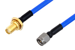 PE3CA1038 - SMA Female Bulkhead to SMA Male Cable Using PE-141FLEX Coax, RoHS