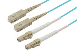PE3FCA067 - Fiber Optic Patch Cable, Dual LC UPC to SC UPC, MM OM4, 2.0mm Plenum, Aqua