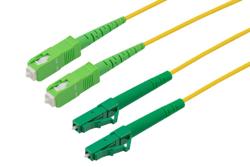 PE3FCA082 - Fiber Optic Patch Cable, Dual LC APC to SC APC, SM OS2, 2.0mm Riser, Yellow