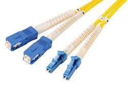 PE3FCA083 - Fiber Optic Patch Cable, Dual LC UPC to SC UPC, SM OS2, 2.0mm LSZH, Yellow