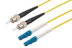 PE3FCA085 - Fiber Optic Patch Cable, Dual LC UPC to ST UPC, SM OS2, 2.0mm Plenum, Yellow