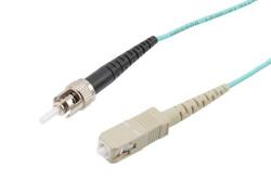 PE3FCA106 - Fiber Optic Patch Cable, Simplex SC UPC to ST UPC, MM OM4, 2.0mm Plenum, Aqua