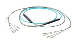 PE3FCA201 - 4-Fiber LC UPC to LC UPC, OM4 Multimode Distribution Cable, 4.5mm LSZH, 2.0mm breakout, Aqua