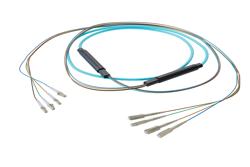 PE3FCA202 - 4-Fiber LC UPC to SC UPC, OM4 Multimode Distribution Cable, 4.5mm Plenum, 2.0mm breakout, Aqua