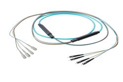 PE3FCA217 - 4-Fiber SC UPC to ST UPC, OM3 Multimode Indoor Distribution Cable, 4.5mm Plenum, 2.0mm breakout, Aqua