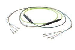 PE3FCA226 - 4-Fiber LC UPC to LC UPC, OM5 Multimode Indoor Distribution Cable, 4.5mm Plenum, 2.0mm breakout, Lime Green