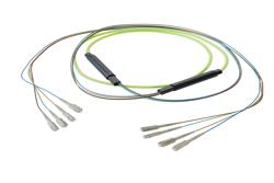 PE3FCA233 - 4-Fiber SC UPC to SC UPC, OM5 Multimode Indoor Distribution Cable, 4.5mm Riser, 2.0mm breakout, Lime Green
