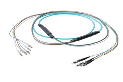 PE3FCA277 - 6-Fiber LC UPC to ST UPC, OM4 Multimode Distribution Cable, 5.0mm Plenum, 2.0mm breakout, Aqua