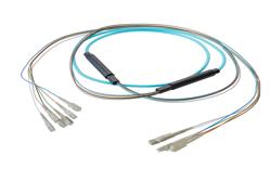 PE3FCA294 - 6-Fiber SC UPC to SC UPC, OM4 Multimode Distribution Cable, 5.0mm LSZH, 2.0mm breakout, Aqua