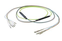 PE3FCA303 - 6-Fiber LC UPC to SC UPC, OM5 Multimode Distribution Cable, 5.0mm LSZH, 2.0mm breakout, Lime Green