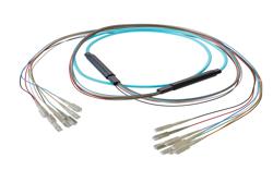 PE3FCA359 - 8-Fiber SC UPC to SC UPC, OM3 Multimode Distribution Cable, 5.6mm Riser, 2.0mm breakout, Aqua