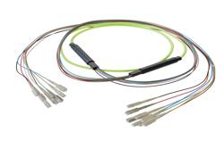 PE3FCA378 - 8-Fiber SC UPC to SC UPC, OM5 Multimode Distribution Cable, 5.6mm LSZH, 2.0mm breakout, Lime Green