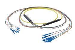 PE3FCA389 - 8-Fiber LC UPC to SC UPC, OS2 Single Mode Distribution Cable, 5.6mm LSZH, 2.0mm breakout, Yellow