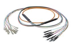 PE3FCA427 - 12-Fiber SC UPC to ST UPC, OM1 Multimode Distribution Cable, 6.2mm Plenum, 2.0mm breakout, Orange