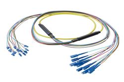 PE3FCA459 - 12-Fiber LC UPC to SC UPC, OS2 Single Mode Distribution Cable, 6.2mm Riser, 2.0mm breakout, Yellow