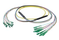 PE3FCA460 - 12-Fiber LC APC to SC APC, OS2 Single Mode Distribution Cable, 6.2mm Riser, 2.0mm breakout, Yellow