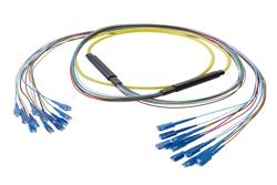 PE3FCA465 - 12-Fiber SC UPC to SC UPC, OS2 Single Mode Distribution Cable, 6.2mm Riser, 2.0mm breakout, Yellow