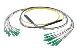 PE3FCA468 - 12-Fiber SC APC to SC APC, OS2 Single Mode Distribution Cable, 6.2mm LSZH, 2.0mm breakout, Yellow