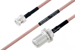 PE3M0004 - MIL-DTL-17 BNC Male to N Female Bulkhead Cable Using M17/60-RG142 Coax