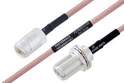 PE3M0012 - MIL-DTL-17 N Female to N Female Bulkhead Cable Using M17/60-RG142 Coax