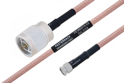 PE3M0014 - MIL-DTL-17 N Male to SMA Male Cable Using M17/60-RG142 Coax