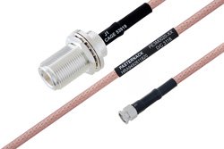 PE3M0020 - MIL-DTL-17 N Female Bulkhead to SMA Male Cable Using M17/60-RG142 Coax