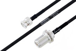 PE3M0032 - MIL-DTL-17 BNC Male to N Female Bulkhead Cable Using M17/84-RG223 Coax