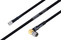 PE3M0052 - MIL-DTL-17 SMA Male to SMA Male Right Angle Cable Using M17/84-RG223 Coax