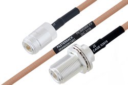 PE3M0068 - MIL-DTL-17 N Female to N Female Bulkhead Cable Using M17/128-RG400 Coax