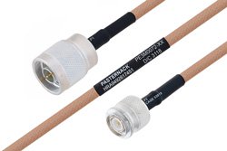 PE3M0072 - MIL-DTL-17 N Male to TNC Male Cable Using M17/128-RG400 Coax