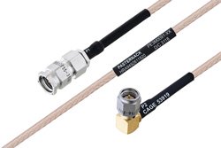 PE3M0091 - MIL-DTL-17 SMA Male to SMA Male Right Angle Cable Using M17/113-RG316 Coax