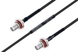 PE3M0110 - MIL-DTL-17 SMA Female Bulkhead to SMA Female Bulkhead Cable Using M17/119-RG174 Coax