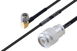 PE3M0112 - MIL-DTL-17 SMA Male Right Angle to TNC Male Cable Using M17/119-RG174 Coax
