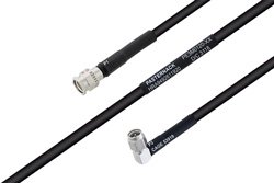 PE3M0120 - MIL-DTL-17 SMA Male to SMA Male Right Angle Cable Using M17/28-RG58 Coax