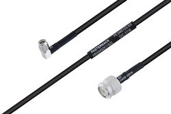 PE3M0123 - MIL-DTL-17 SMA Male Right Angle to TNC Male Cable Using M17/28-RG58 Coax
