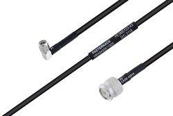 PE3M0123 - MIL-DTL-17 SMA Male Right Angle to TNC Male Cable Using M17/183-00001 Coax