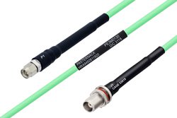PE3M0130 - Temperature Conditioned SMA Male to TNC Female Bulkhead Low Loss Cable Using PE-P142LL Coax