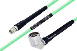 PE3M0134 - Temperature Conditioned SMA Male to N Male Right Angle Low Loss Cable Using PE-P142LL Coax