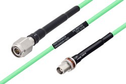 PE3M0160 - Temperature Conditioned TNC Male to TNC Female Bulkhead Low Loss Cable Using PE-P142LL Coax