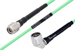 Temperature Conditioned TNC Male to N Male Right Angle Low Loss Cable Using PE-P142LL Coax