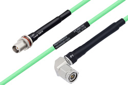 Temperature Conditioned TNC Female Bulkhead to TNC Male Right Angle Low Loss Cable Using PE-P142LL Coax