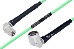Temperature Conditioned TNC Male Right Angle to N Male Right Angle Low Loss Cable Using PE-P142LL Coax