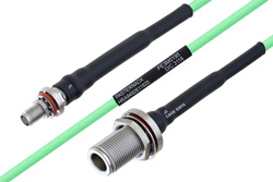 PE3M0195 - Temperature Conditioned SMA Female Bulkhead to N Female Bulkhead Low Loss Cable Using PE-P160LL Coax