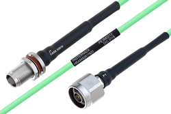 Temperature Conditioned TNC Female Bulkhead to N Male Low Loss Cable Using PE-P160LL Coax